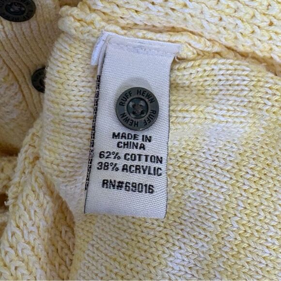 Ruff hewn yellow white striped large hooded pullover sweater - Picture 4 of 5